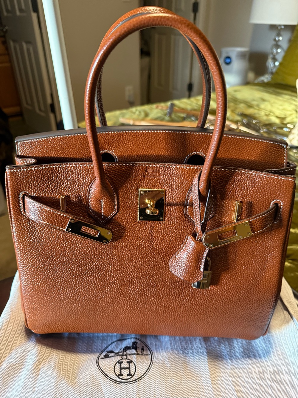 Fauve Barenia Leather 30 cm Birkin style bag Set